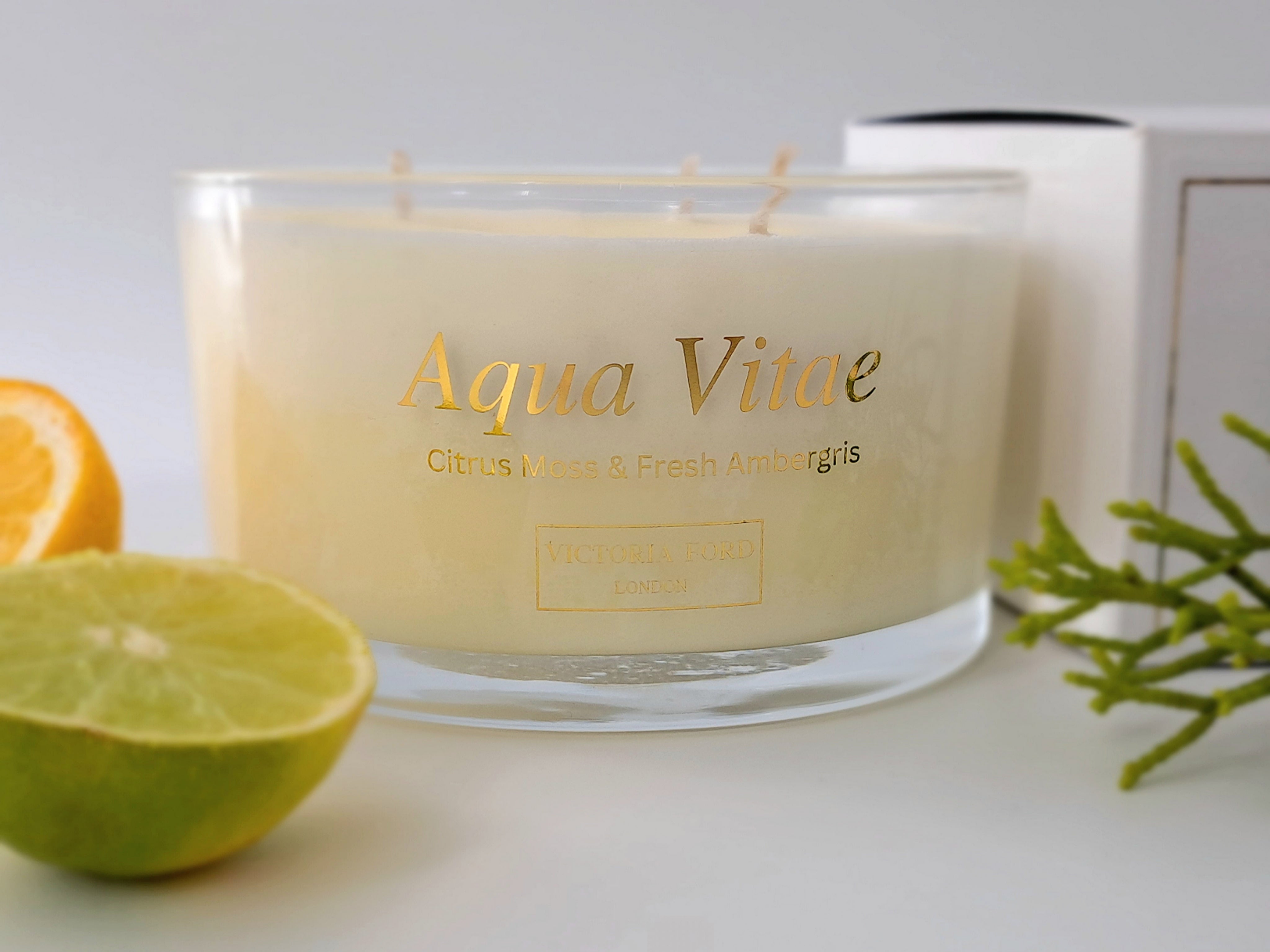 Aqua Vitae Luxury Scented Large 3 Wick Candle